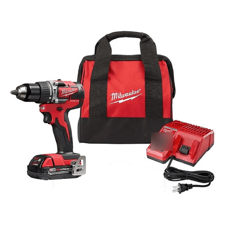 Taladro Percutor 18v Brushless Milwaukee 1 Bat + Bolso Color Rojo 1