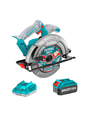Sierra Circular 185mm Brushless 20v + Batería 4ah + Cargador + 2 Accesorios TOTAL