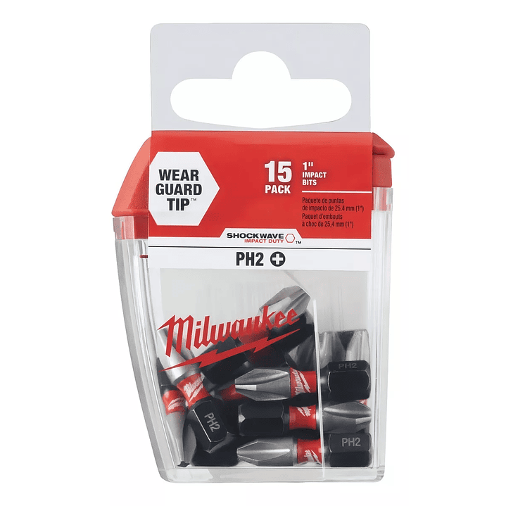 Set De 15 Puntas De Impacto Milwaukee Ph2 X 25mm 1