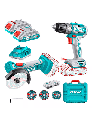 Mini Esmeril Inal 76mm + Taladro Inal 20v 10mm 52 Nm Total Color Turquesa Frecuencia 50 Hz/60 Hz