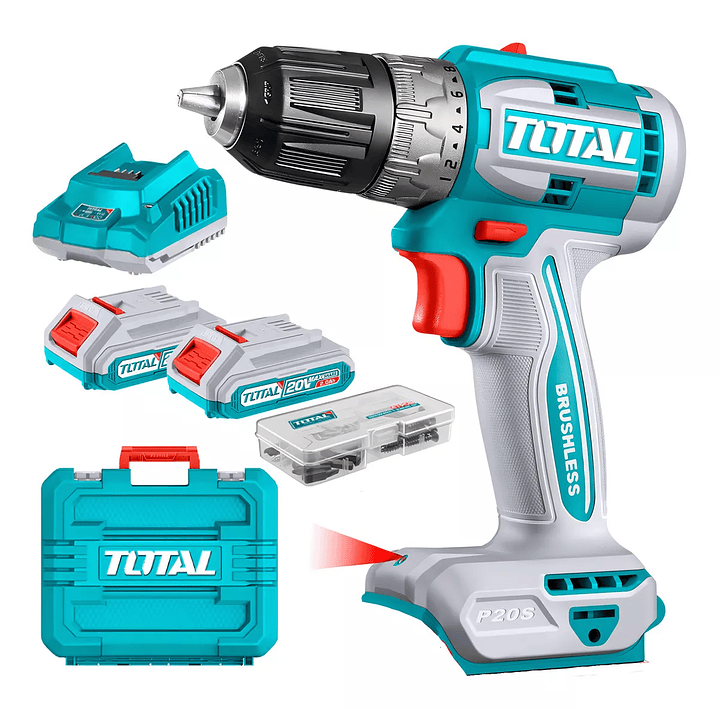 Taladro Atornillador 52nm + 2 Baterias 2ah Y Cargador Total 1