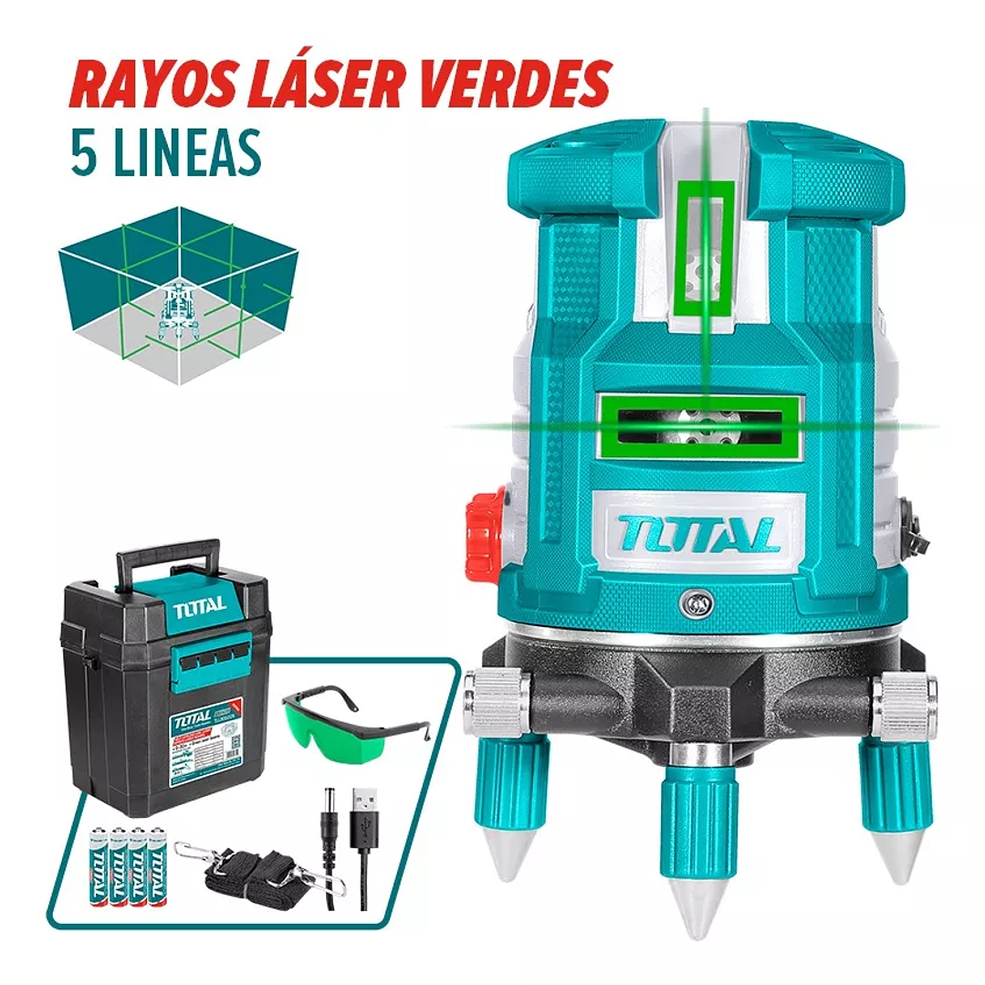 Nivel Láser Autonivelante Luz Verde 30m Total TLL305205 2