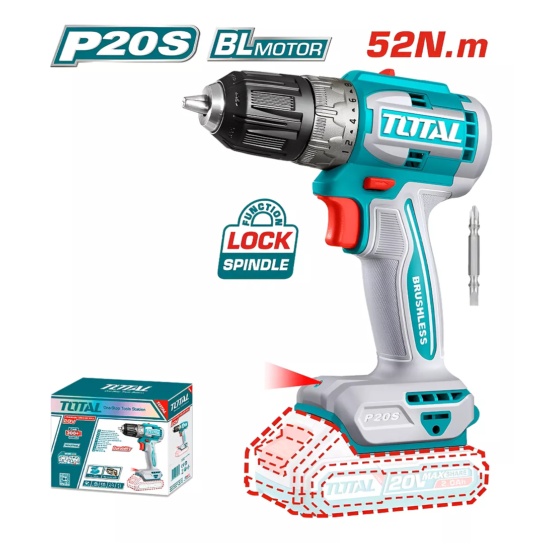 Taladro Inalámbrico BL Motor 20V 10mm 52Nm TDLI204531 2