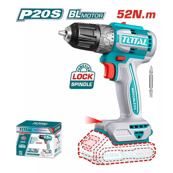 Taladro Inalámbrico BL Motor 20V 10mm 52Nm TDLI204531 2