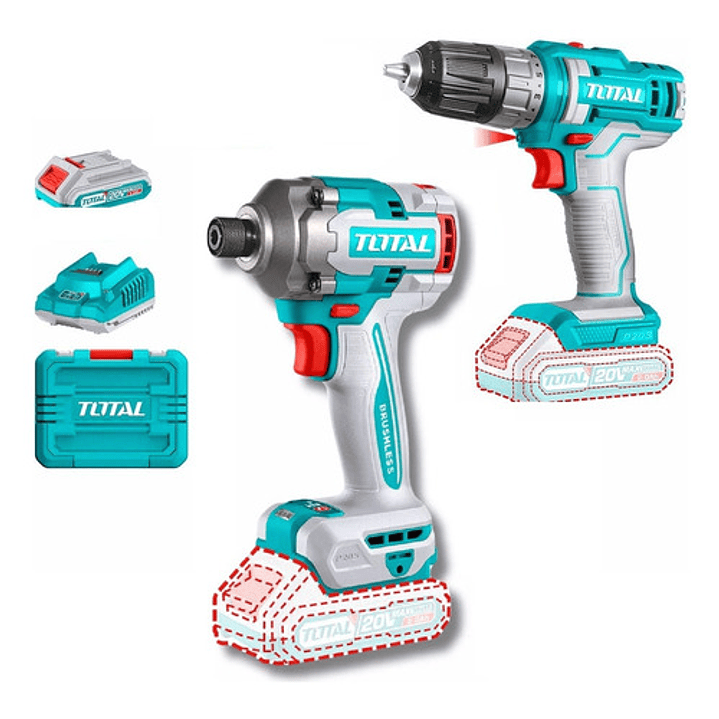 Atornillador De Impacto + Taladro 20v Total Color Azul Petróleo 1