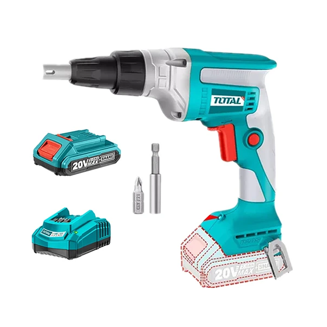 Atornillador Drywall Inalambrico 20v Bat + Cargador Total TDSLI204200 1