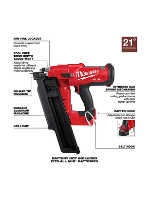 Clavadora M18 Fuel Milwaukee 2744-20 21 Grados