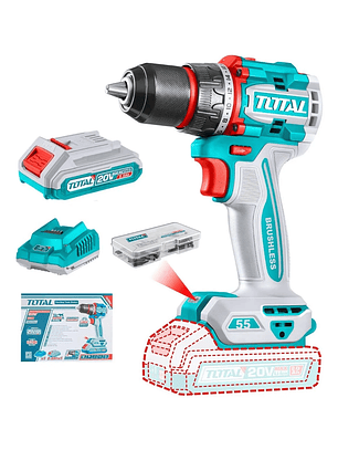 Taladro Atornillador 55nm 1/2 Bateria 20v Total Tdli205582 