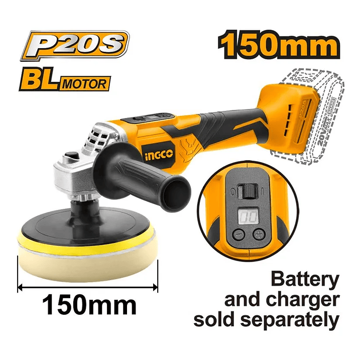 Pulidora Inalámbrica 20v 150mm Ingco apli2001 2