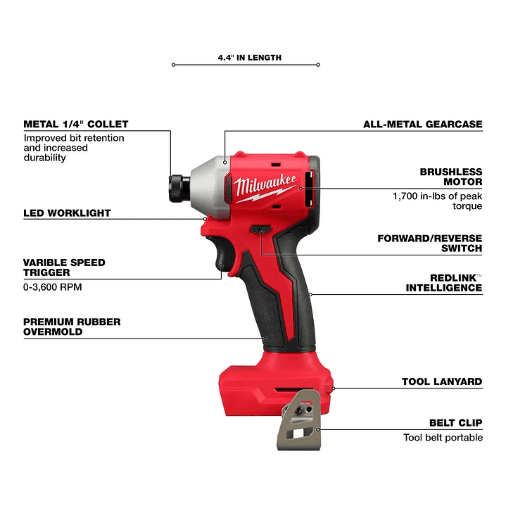 Kit taladro percutor y atornillador de impacto milwaukee 18v 3610-259 2