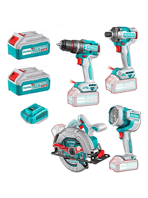 Taladro+ Atornillador+ Sierra Circular+ Lampara 20v Total TOSLI241297