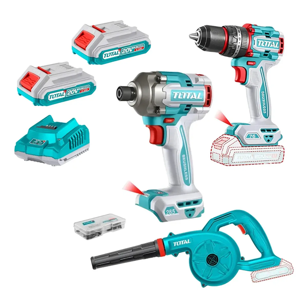 TOTAL COMBO 3PCS TOSLI250182 TALADRO +ATORNILLADOR+SOPLADOR 1