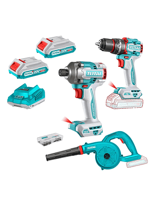 TOTAL COMBO 3PCS TOSLI250182 TALADRO +ATORNILLADOR+SOPLADOR