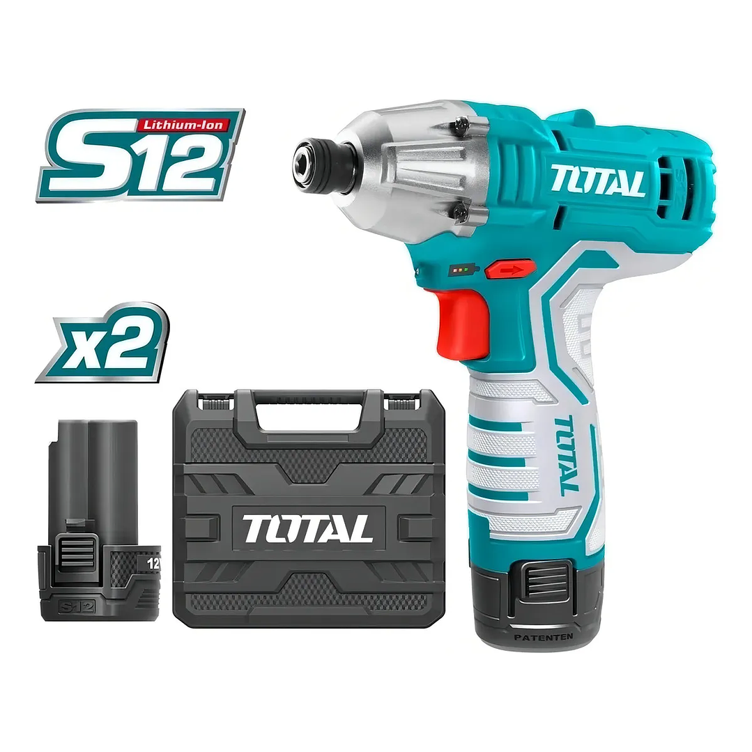 Atornillador De Impacto Inalambrico 1/4 12v+2bat+ Carg Total TIRLI1201 2