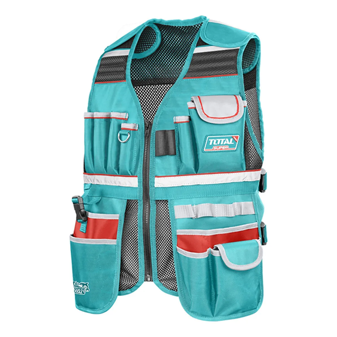 Bolso Portaherramientas Total Ttvt16025 Color Turquesa De Poliéster Malla De Aire 1