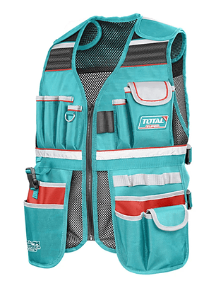 Bolso Portaherramientas Total Ttvt16025 Color Turquesa De Poliéster Malla De Aire