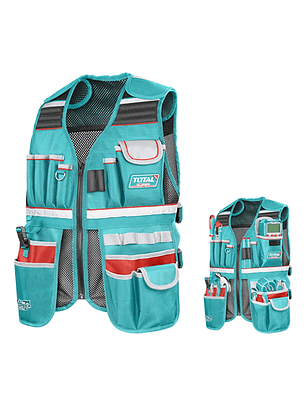 Bolso Portaherramientas Total Ttvt16025 Color Turquesa De Poliéster Malla De Aire