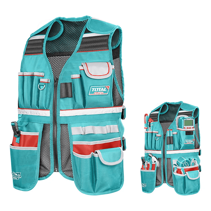 Bolso Portaherramientas Total Ttvt16025 Color Turquesa De Poliéster Malla De Aire 2