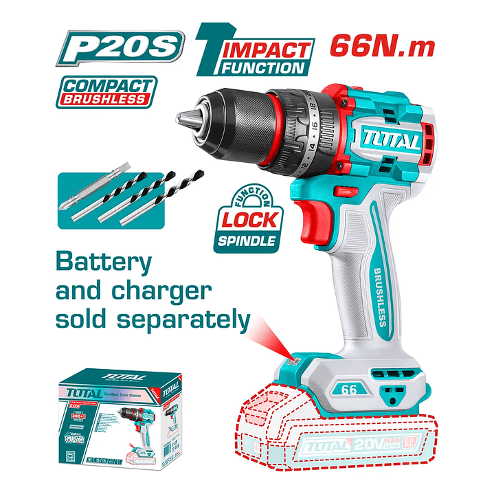 Taladro Percutor Inalambrico Total Tools Tidli206681 2