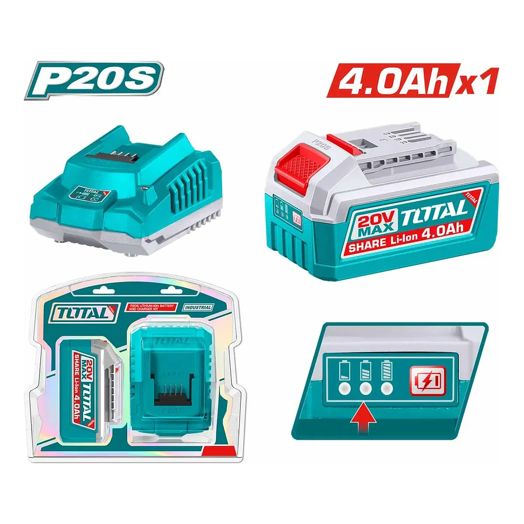 Pack Set Bateria 20v 4ah Y Cargador Total 20v Tfbcpk1012 1