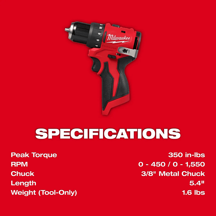 Milwaukee M12 Kit Taladro Y Atornillador Impacto 12v 3494-22 3