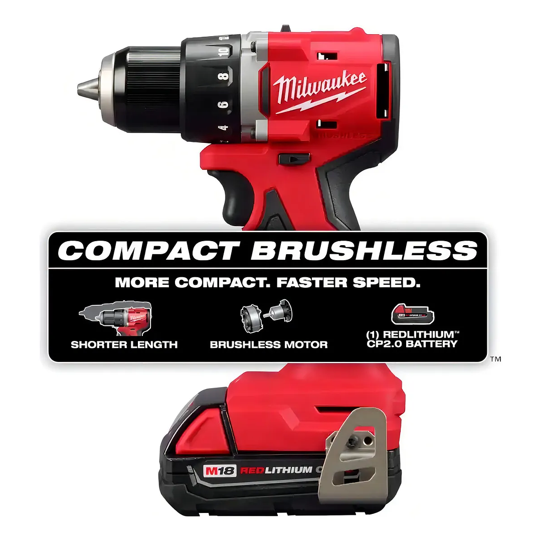 Taladro Atornillador 1/2 M18 Compacto Milwaukee Kit 3601-21p 3