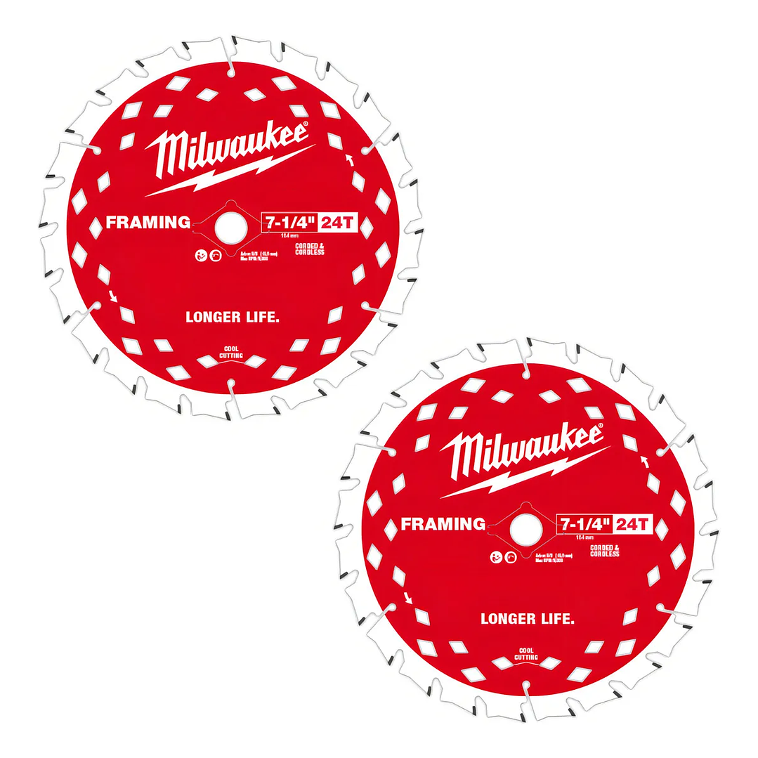 Pack 2 Discos Sierra Circular 7-1/4 24 Milwaukee 48-40-0722  3