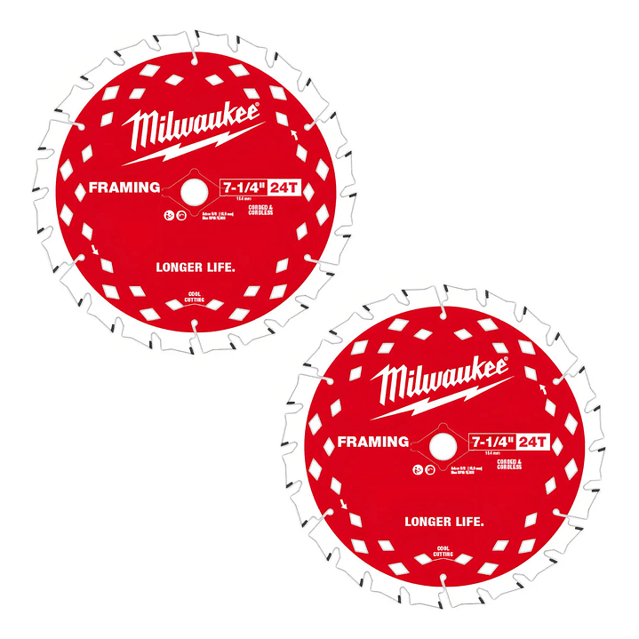 Pack 2 Discos Sierra Circular 7-1/4 24 Milwaukee 48-40-0722  3