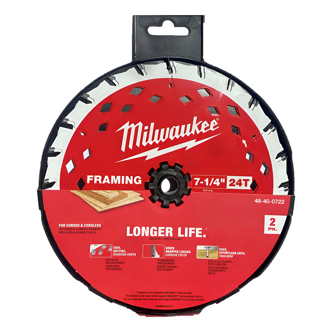 Pack 2 Discos Sierra Circular 7-1/4 24 Milwaukee 48-40-0722  1