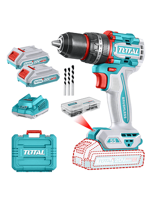 Taladro Percutor Y Atornillador 55nm 1/2 Bateria 20v Total TIDLI20558-7
