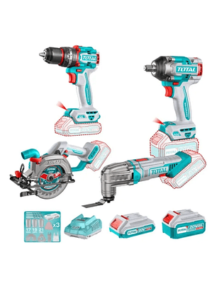 Taladro 66nm + Llave Impacto 500nm + Sierra + Herramienta Oscilante 20v