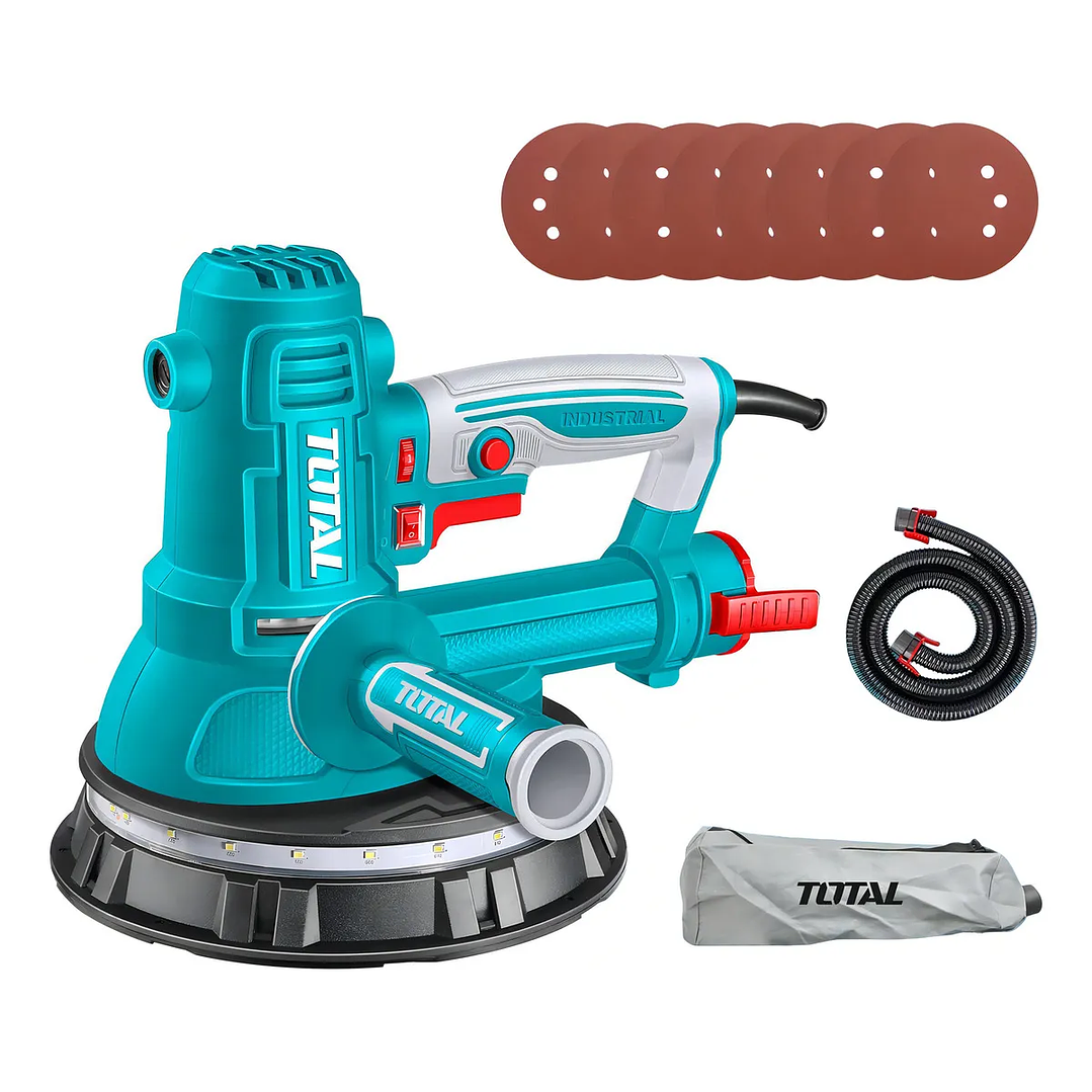 Lijadora De Yeso Total 850w Industrial, Diámetro 180mm, Luz Led 360º, Velocidad Variable, 6 Niveles - Incluye 8 Lijas, Bolsa Recolectora De Polvo Y Bolso De Transporte - Tdws10508 2