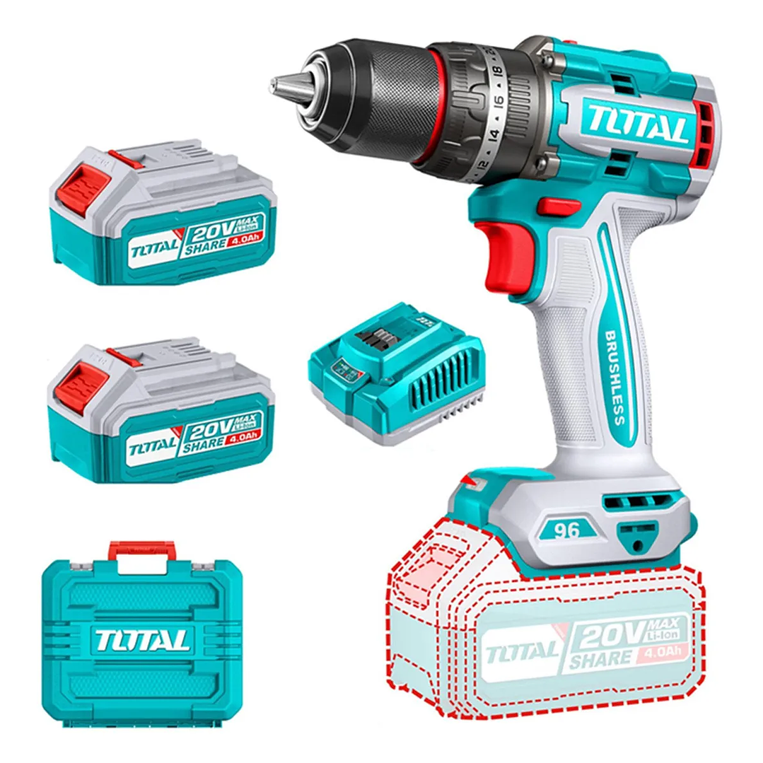 Taladro Atornillador Percutor 2bat+carg Total Tidli20968  1