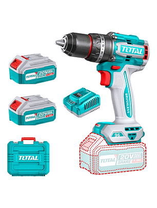 Taladro Atornillador Percutor 2bat+carg Total Tidli20968 