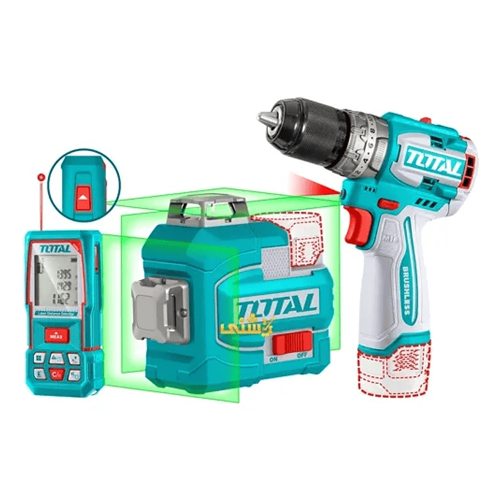Combo Taladro + Nivel Láser 16v + Medidor Distancia Total TOSLI250101 1