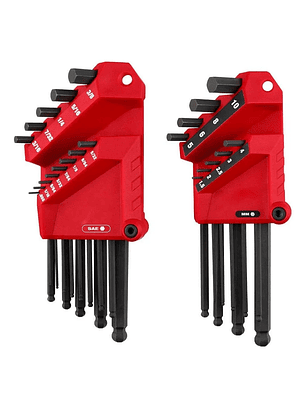 Juego De Llaves Allen Milwaukee 9pc Métrico Punta Esférica Rojo