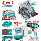 Combo Total Sierra circular +lijadora + taladro percutor 3pcs Tosli250181 - Miniatura 2