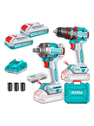 Kit Taladro Percutor 66nm + Llave Impacto 405nm 20v + Total