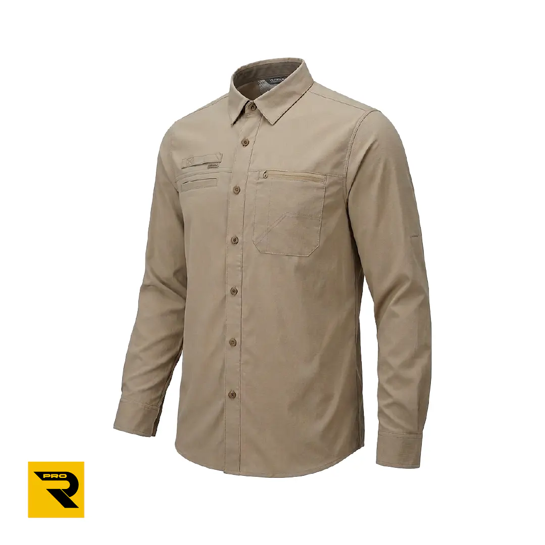 Camisa Técnica Antiácido Nylon Ripstop Beige Hombre Aridia 1