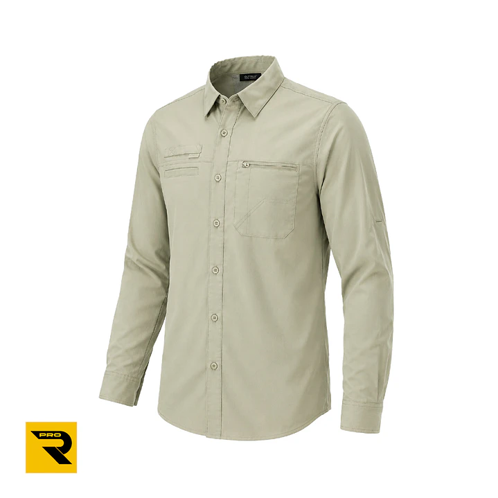 Camisa Técnica Antiácido Nylon Ripstop Verde Hombre Aridia 1
