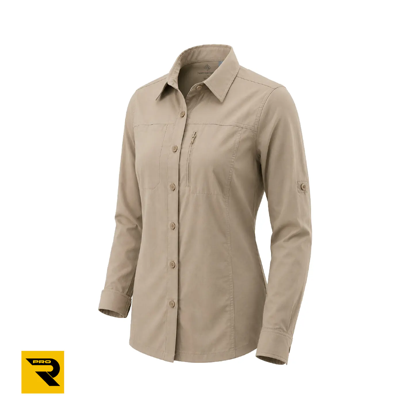 Camisa Técnica Retardante Químico Nylon Ripstop Beige Mujer Saharia 1