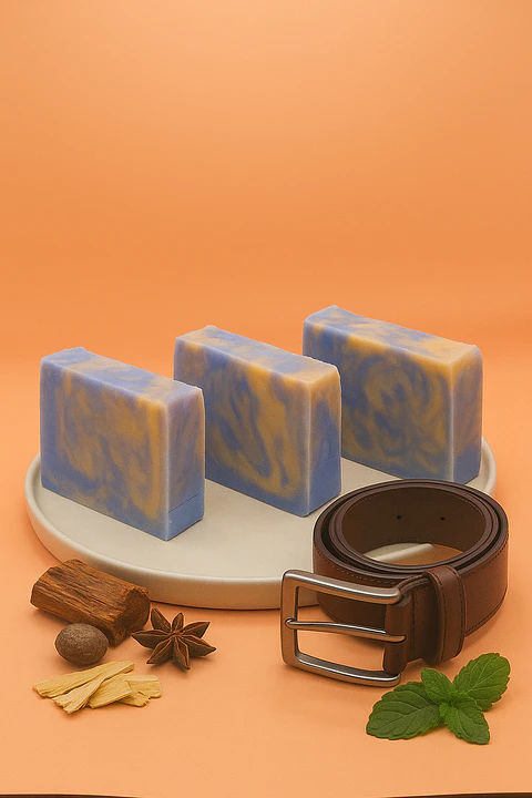 Sabonete Masculino de Sândalo, Almíscar & Patchouli Com Óleo de Coco e Manteiga de Manga