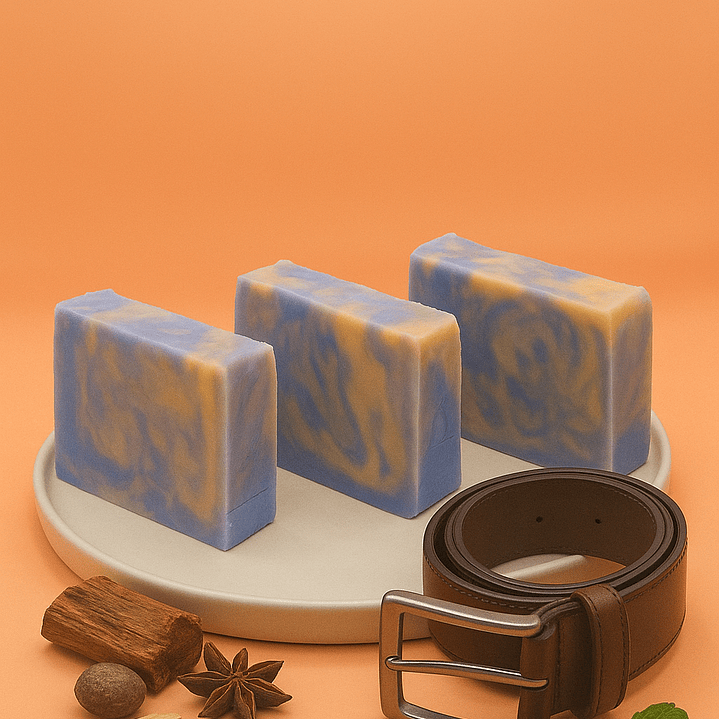 Sabonete Masculino de Sândalo, Almíscar & Patchouli Com Óleo de Coco e Manteiga de Manga 1