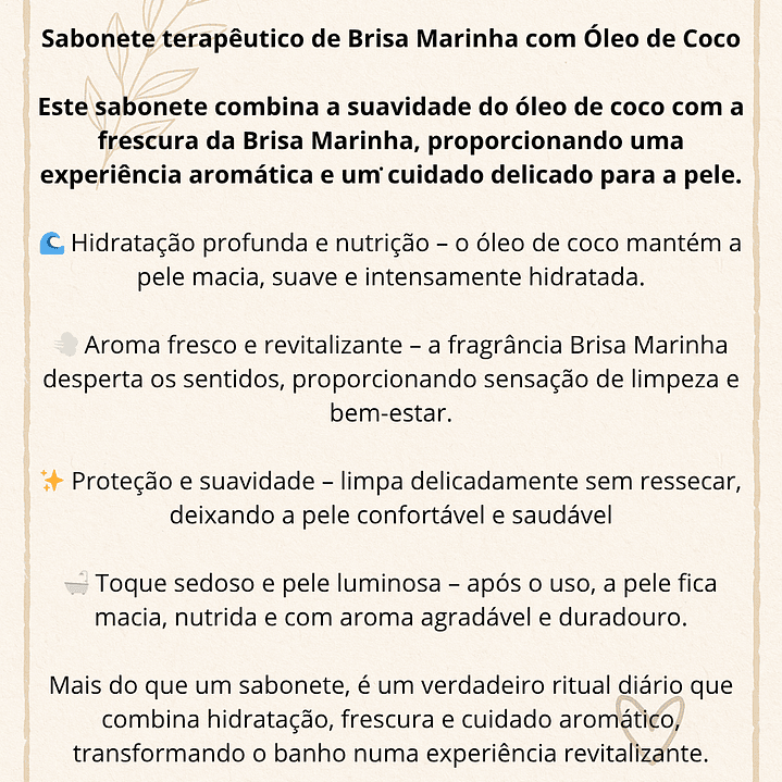 Sabonete terapêutico de Brisa Marinha com Óleo de Coco 2