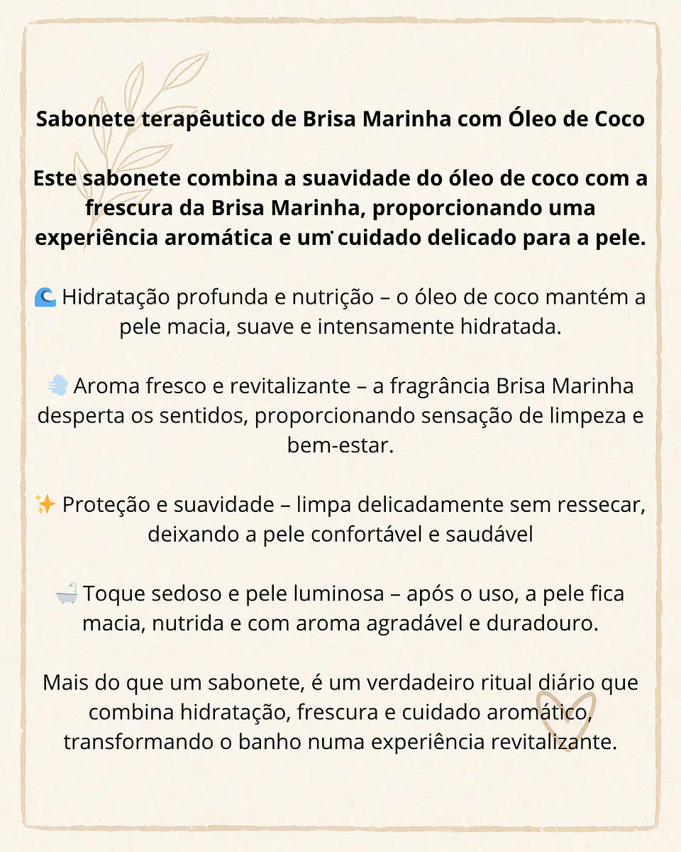 Sabonete terapêutico de Brisa Marinha com Óleo de Coco 2