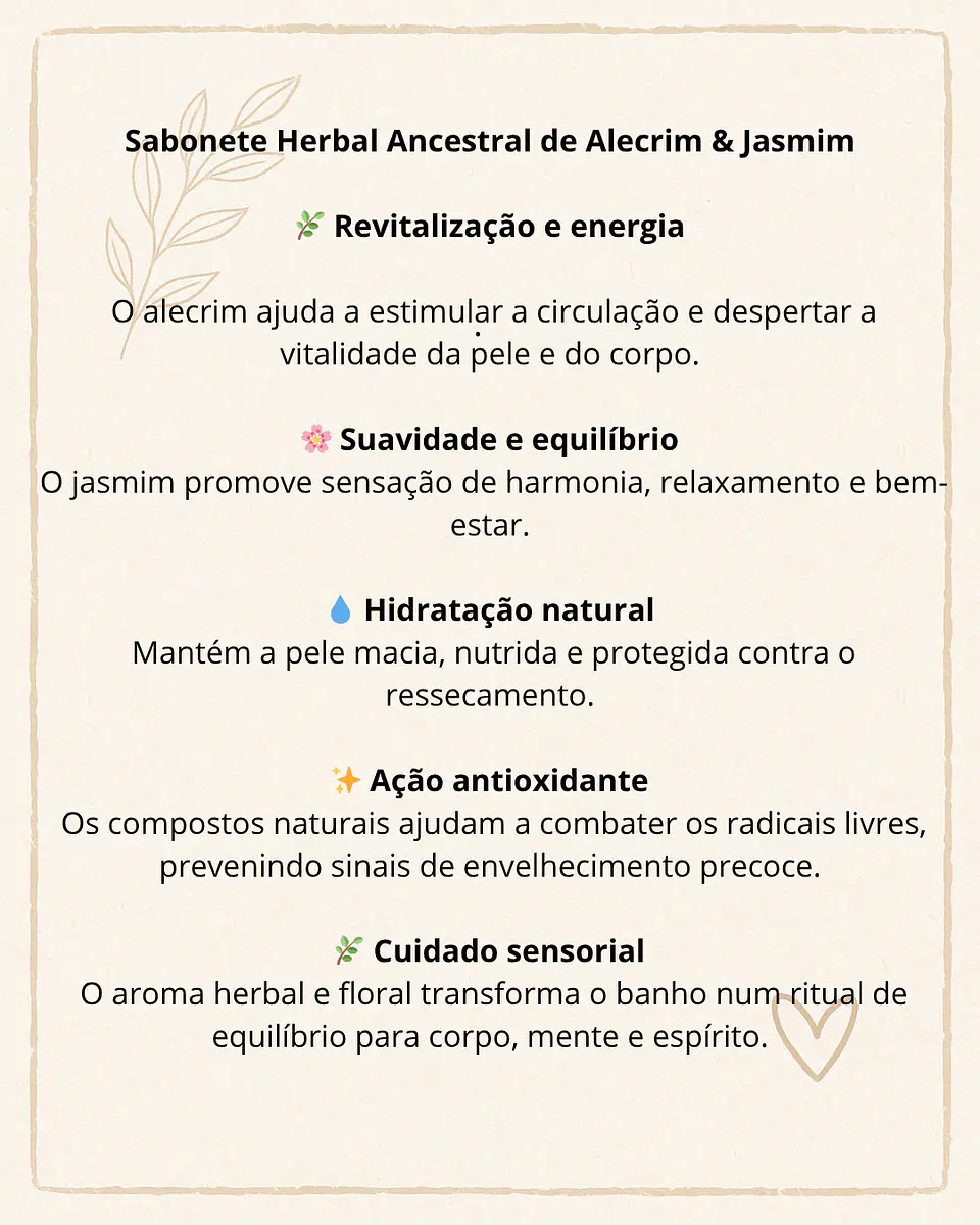 Sabonete herbal ancestral de Alecrim e Jasmim 2