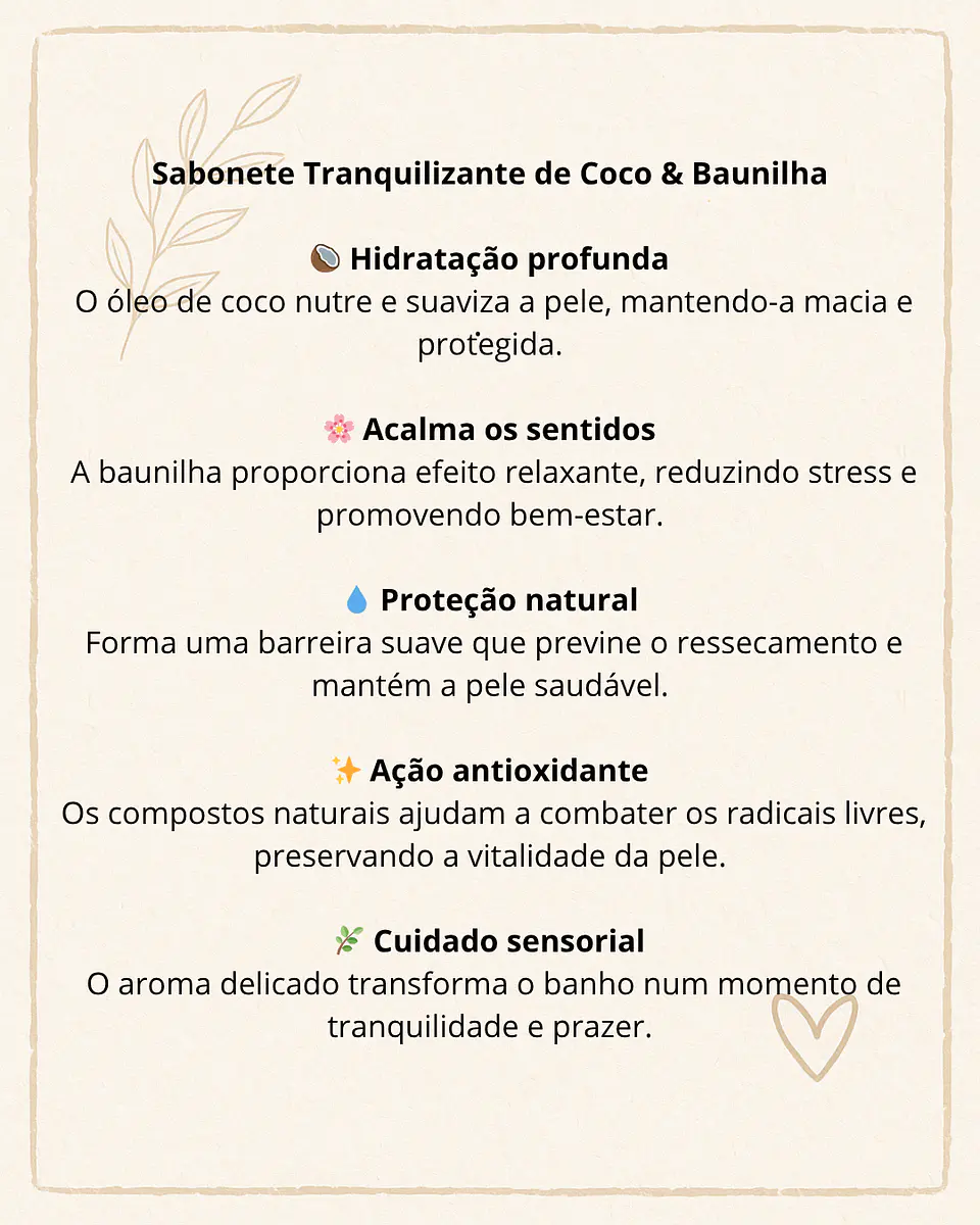 Sabonete tranquilizante de Coco e Baunilha 3