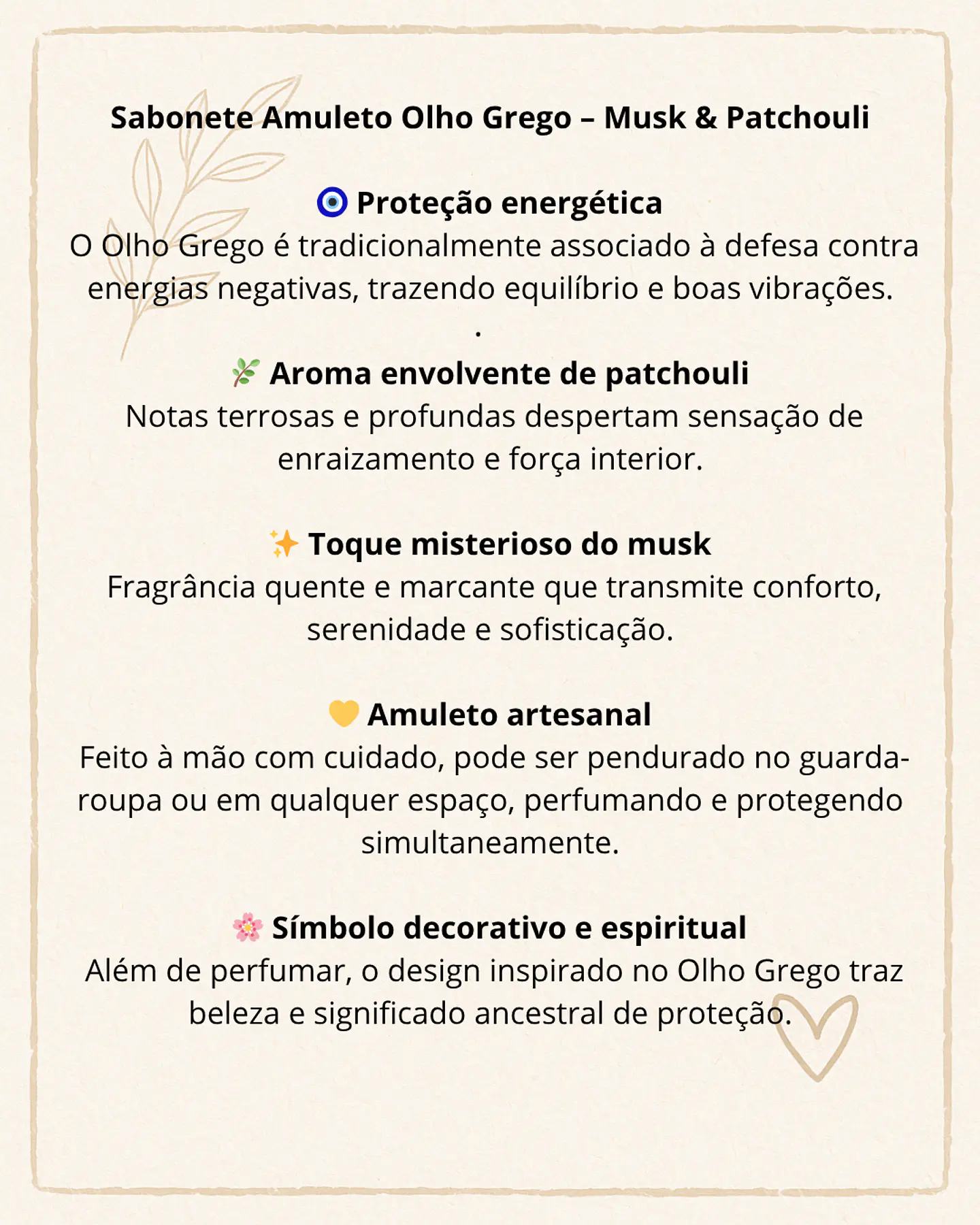 Sabonete Amuleto Olho Grego - Aromatizador de guarda-roupa - Musk & Patchouli 2