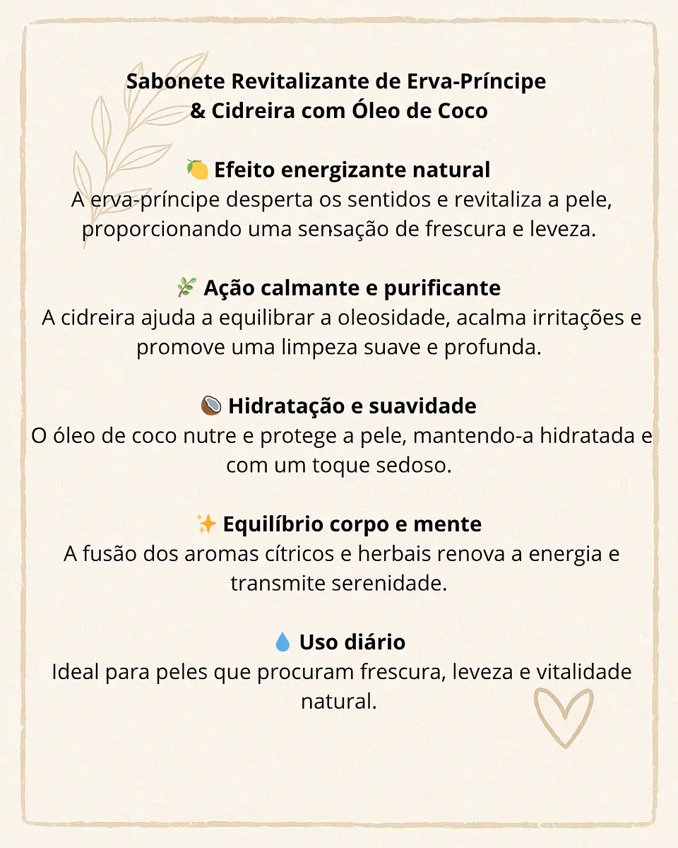 Sabonete Revitalizante de Erva-Príncipe & Cidreira com Óleo de Coco 2