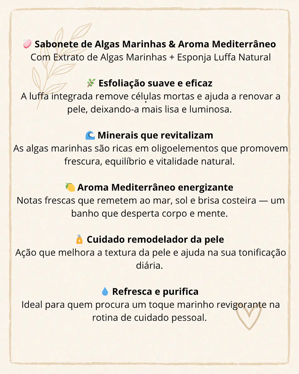 Sabonete XL para Duche, Algas Marinhas & Aroma Mediterrâneo com Esponja Luffa embutida 2